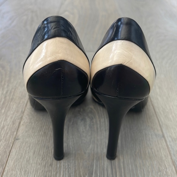 Aldo Black and Cream Stripe Peep Toe Stiletto-39(8.5) - Picture 7 of 12